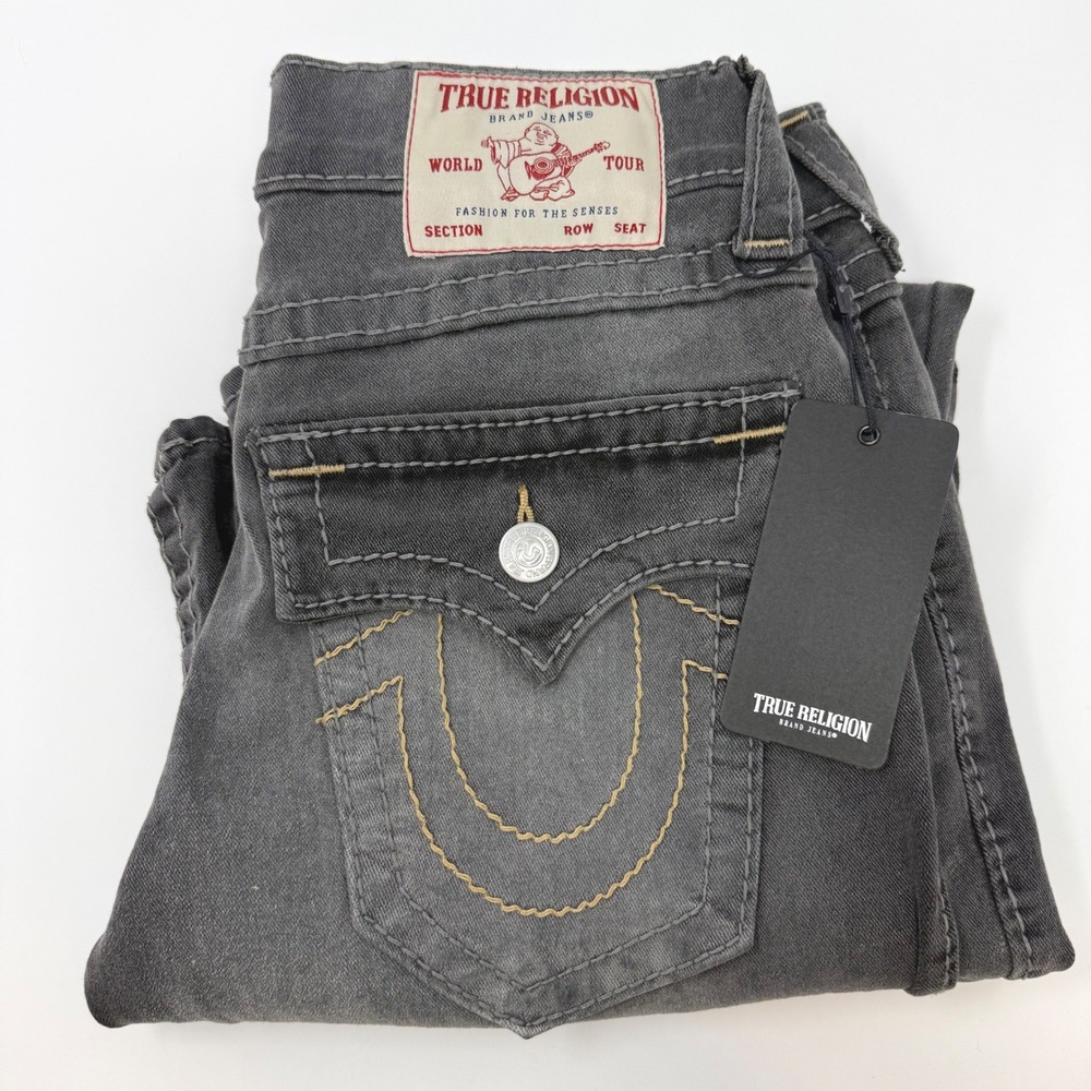 True Religion Ricky Big T Relaxed Straight Jeans Grey Smores Mens‎ 29x34 NEW